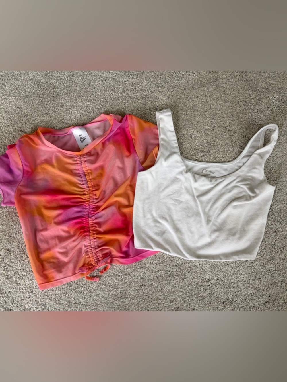 art class Pink and Orange Tie-Dye Ruched Crop Top